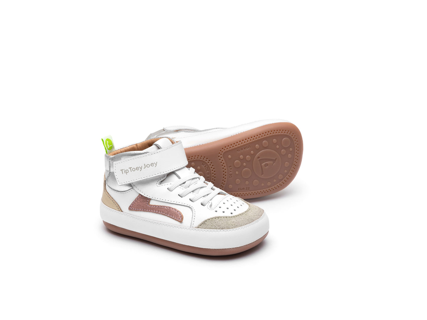Tip Toey Joey Landy High Top, White / Rose Gold / Sterling Silver T.19-25
