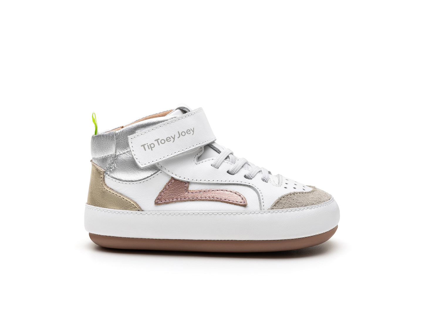 Tip Toey Joey Landy High Top, White / Rose Gold / Sterling Silver T.19-25