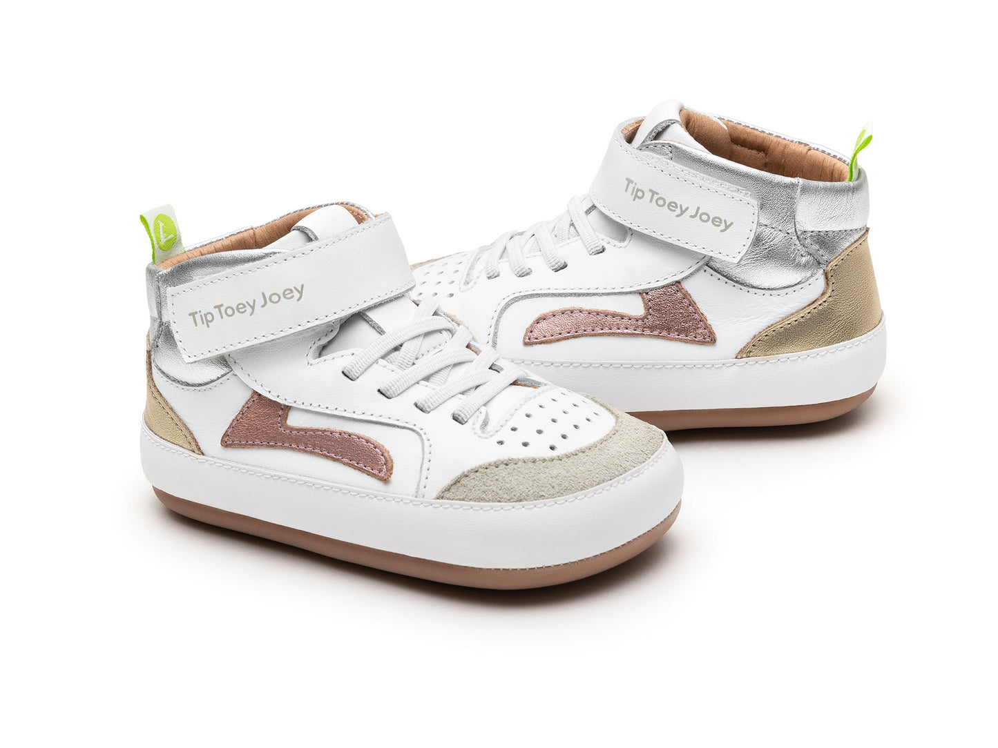 Tip Toey Joey Landy High Top, White / Rose Gold / Sterling Silver T.19-25