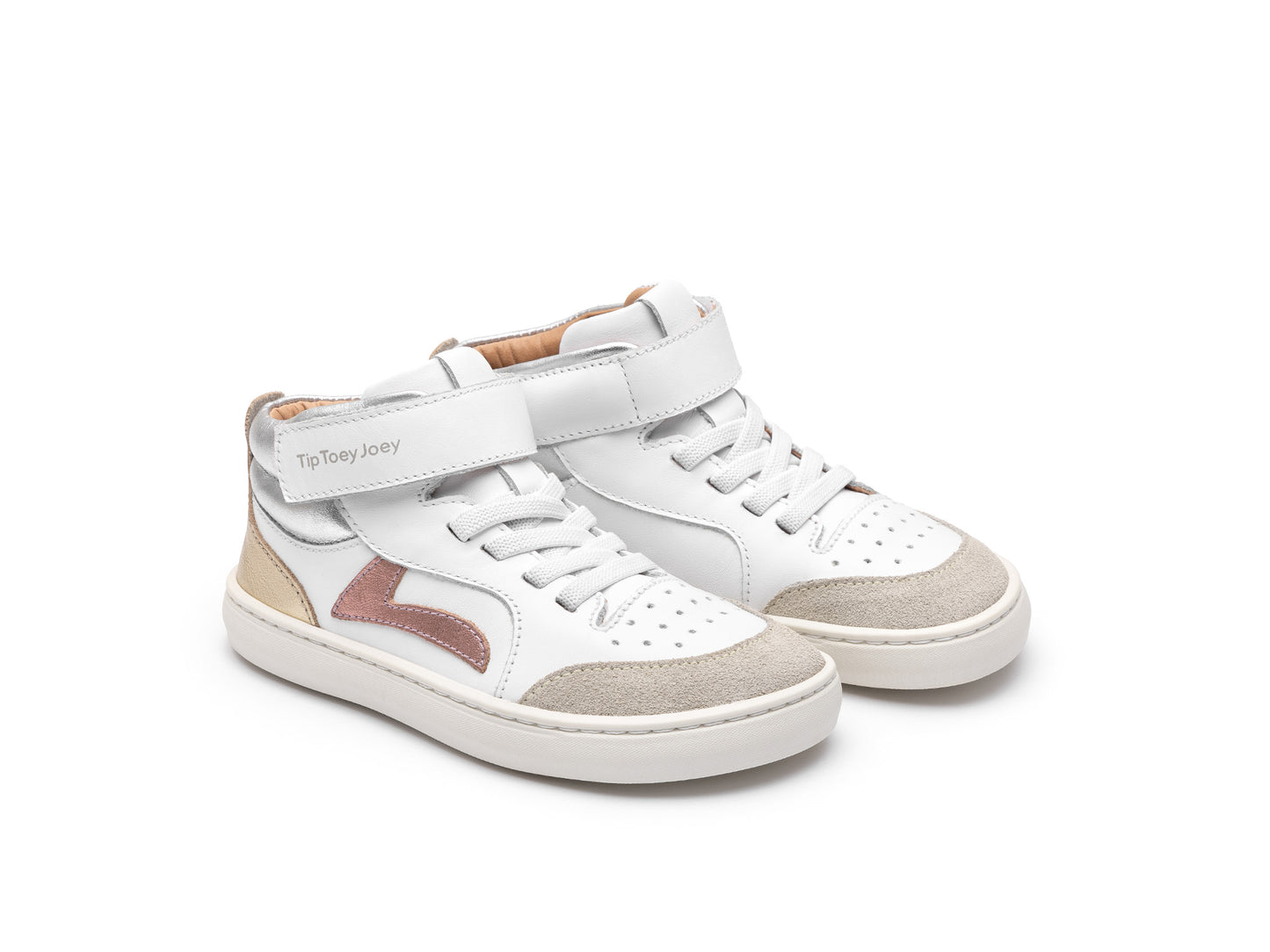 Tip Toey Joey Landy High Top, White / Rose Gold / Sterling Silver T.25-34