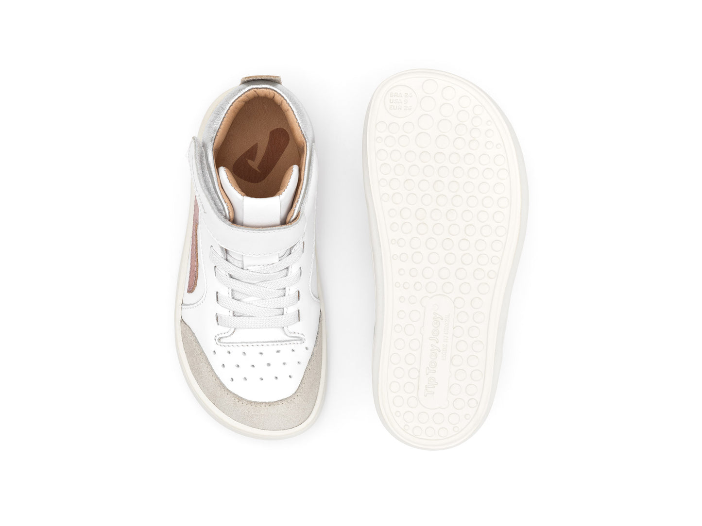 Tip Toey Joey Landy High Top, White / Rose Gold / Sterling Silver T.25-34